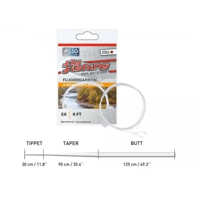 Asso Fly Fluorocarbon Tapered Leader 2,7m 0.15mm 1 Asso Fly Fluorocarbon Tapered Leader 2,7m 0.15mm