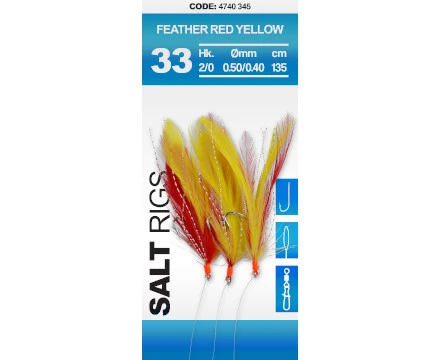 Spro Salt Rig 33 Feather #2/0 Red Yellow 6 Haken 2 Spro Salt Rig 33 Feather #2/0 Red Yellow 6 Haken - Afbeelding 2