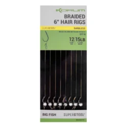Korum Big Fish Braided Hair Rigs 6" 8pcs Size 12 Barbed -Exporteren Vangst Now Winkel 49347e3bc2c2288f