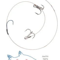 Dragon DRAGON Treble Hook Deadbait Leaders 12kg 50cm Hook Size 2