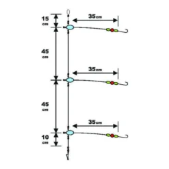 Sunset BDL Boat RS Competition Special Whiting Fluorocarbon Rig 0,40mm 115cm + 3x 0,30mm 35cm Size 4