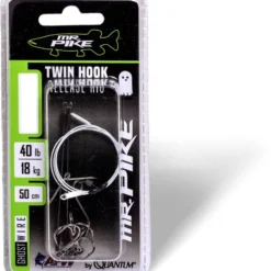 #6 Quantum Mr. Pike Ghost Traces Twin Hook-Release-Rig White 50cm 1pcs