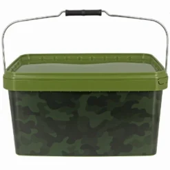 NGT Square Camo Bucket Met Metalen Handvat, 12,5 L. Voor Boilies, Particles En Lokvoer!