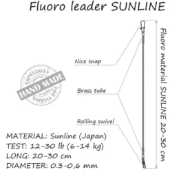 Life Orange Fluoro-Leader 2pcs 7,7kg/17 Lb 30cm