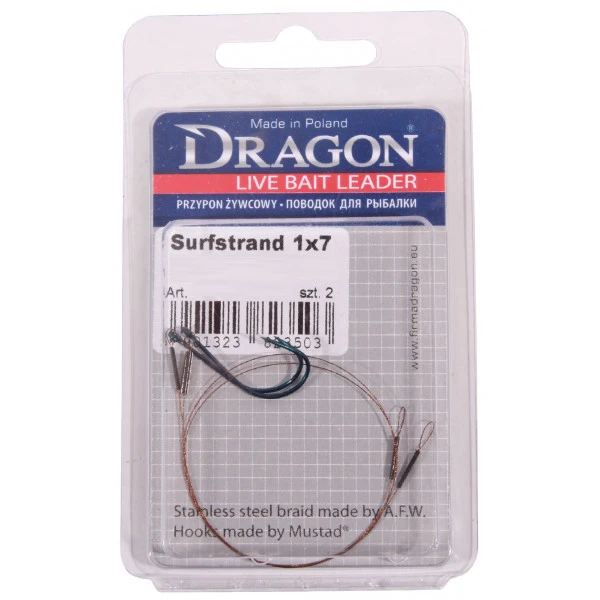 Dragon Live/deadbait Leader Mustad Single-hook Nr 2/0 Surfstrand 7kg 25cm 2 Dragon Live/deadbait Leader Mustad Single-hook Nr 2/0 Surfstrand 7kg 25cm - Afbeelding 2
